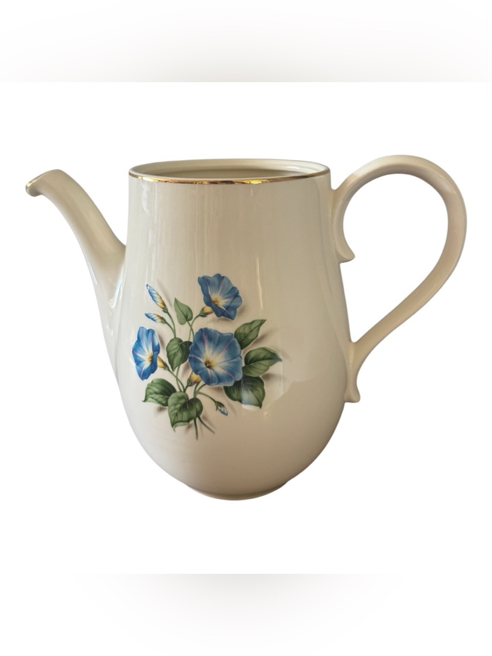 Wedgwood Blue Delphi Coffee Pot Floral Morning Glory England